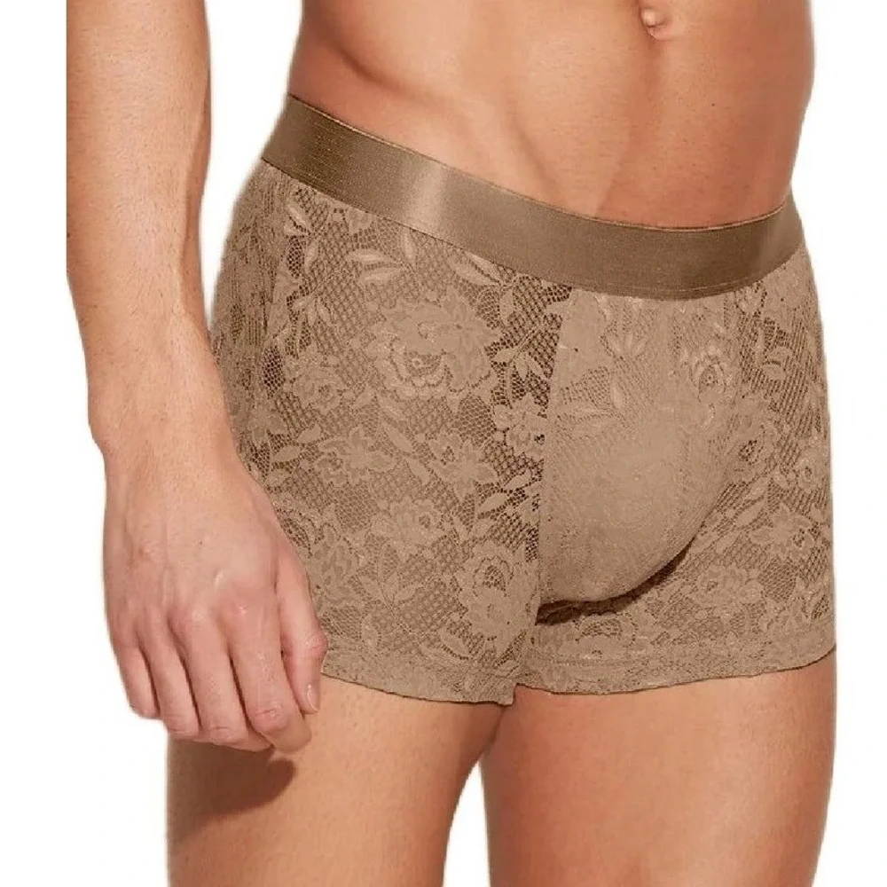 Cosabella Luxury Italian Men's Lace Trunks Designer Underwear Brown Quattro